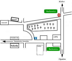 Mapa miejscowości Baćkowice ze zmianą organizacji ruchu